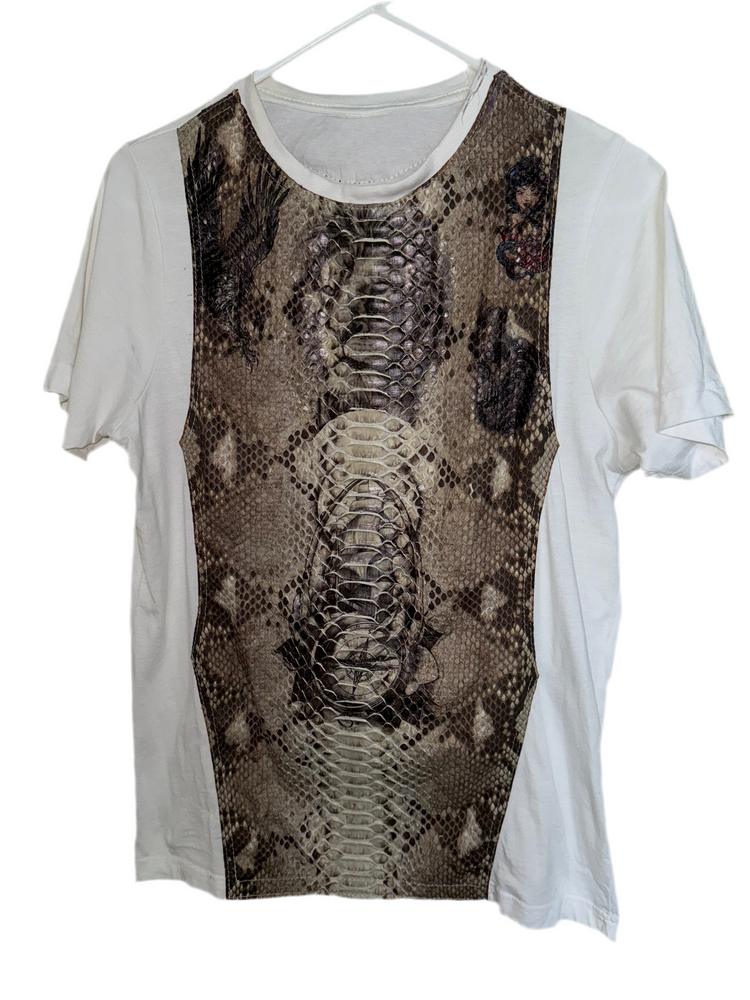 The Python Tee showcasing a stylish python design on a comfortable cotton blend shirt.